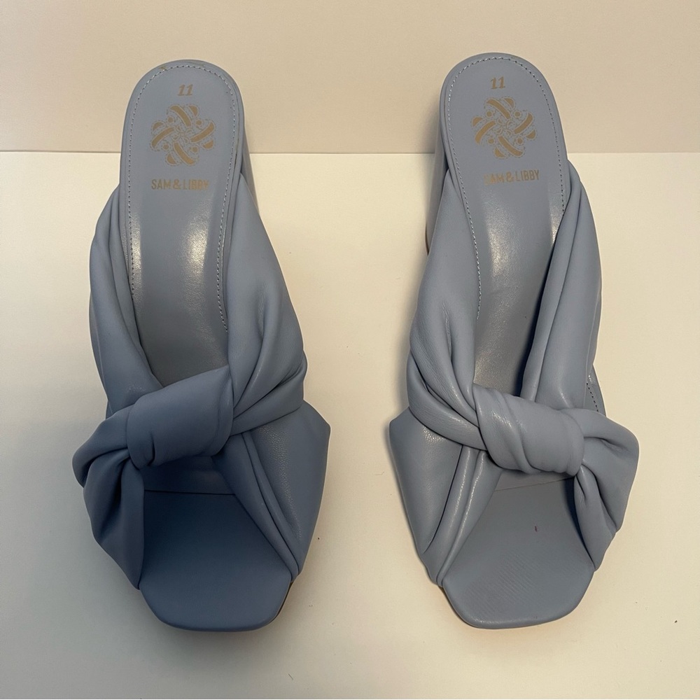 Sam & Libby Women's Dress Knot Mule Heeled Sandals - Size 11 - Light baby blue
